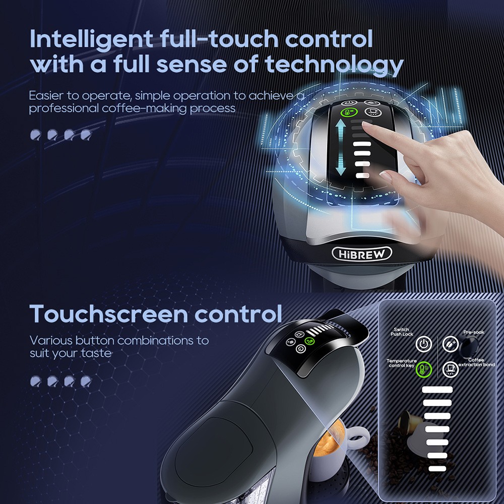 HiBREW H17 4-in-1-Kapselkaffeemaschine, Kalt- und Hei&szlig;br&uuml;hen, 20-Bar-Extraktion, 7 Wasserstufen, Touch-Steuerung