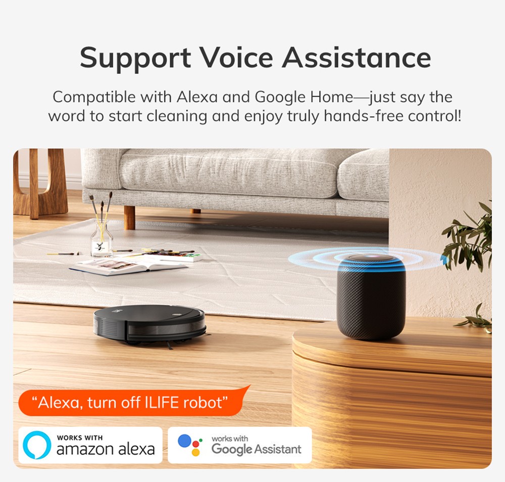 ILIFE V10 Robot Vacuum Cleaner, 5000Pa sanie, 120min prevádzka, gyro navigácia, samonabíjanie, 2.4G WiFi, aplikácia, Alexa a diaľkové ovládanie
