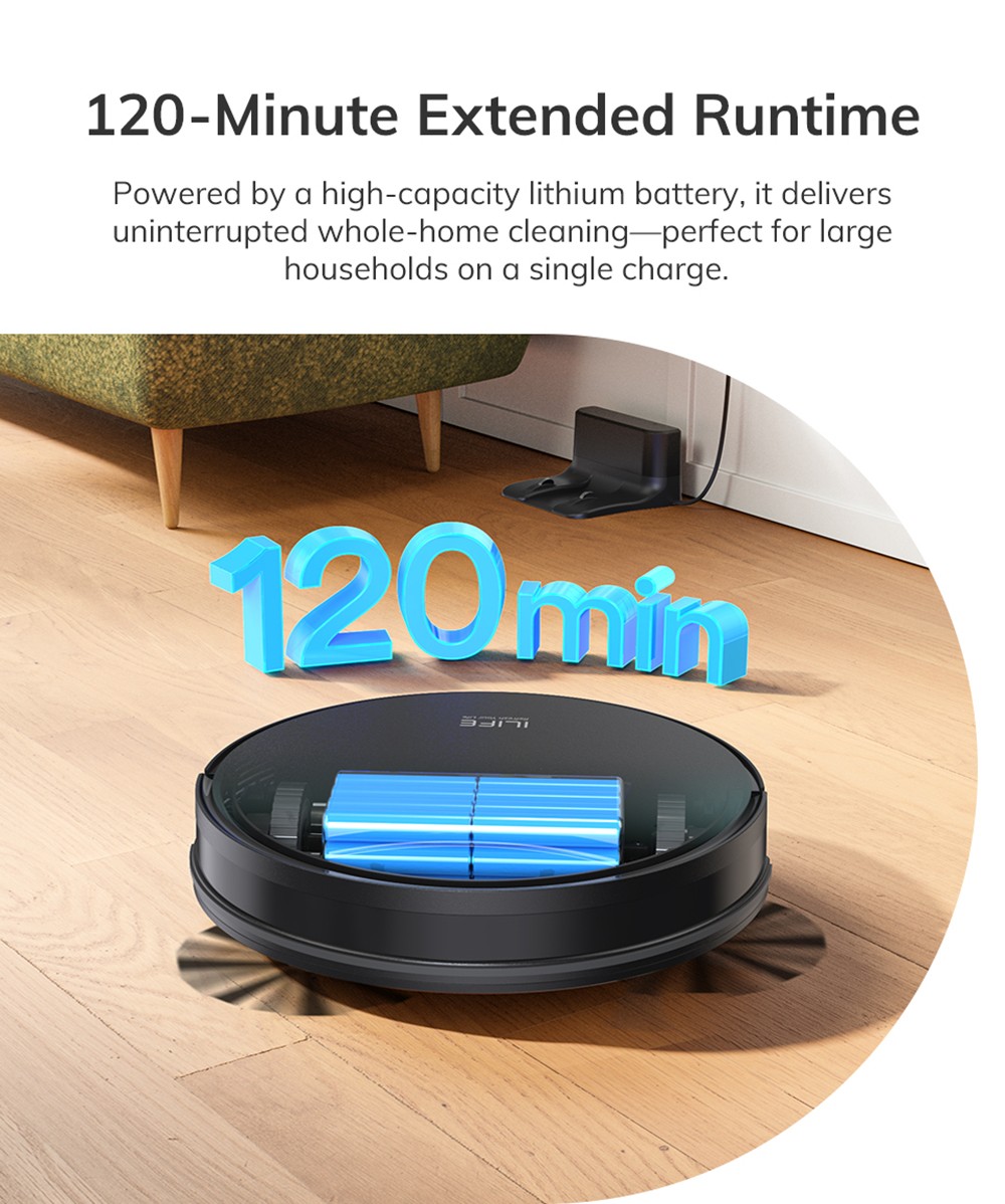 Robotický vysávač ILIFE V10, 5000Pa sanie, 120min prevádzka, gyro navigácia, samonabíjanie, 2.4G WiFi, aplikácia, Alexa a diaľkové ovládanie