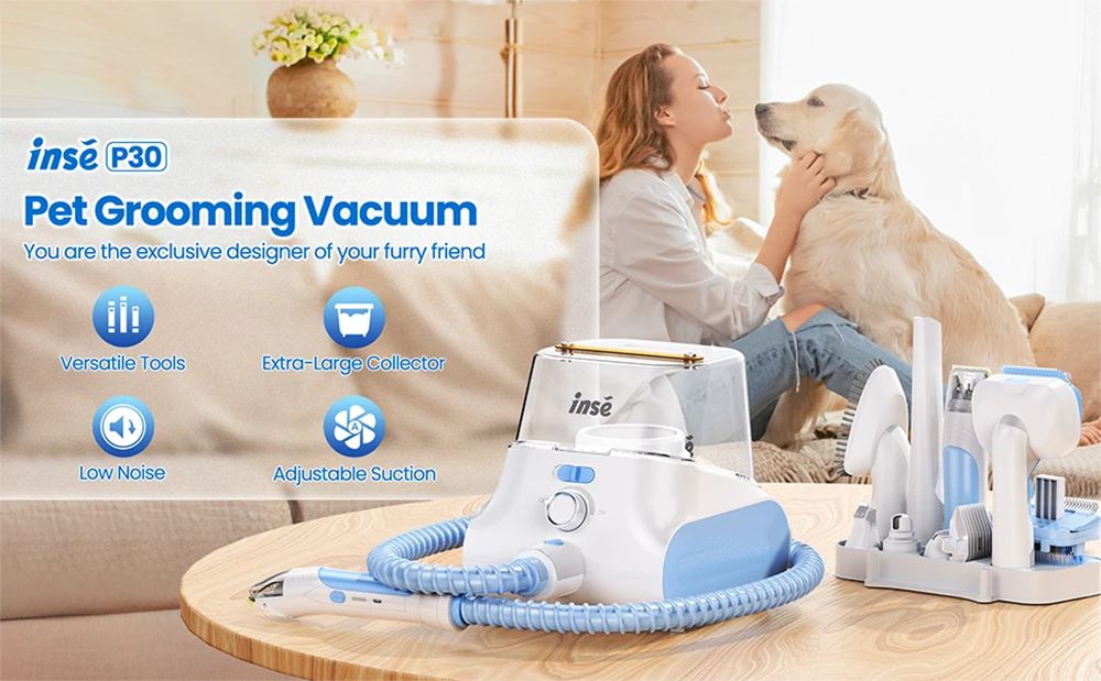 INSE P30 Pet Grooming Vacuum, so 4.5L veľkokapacitným zásobníkom na prach, veľmi nízka hlučnosť pre psy, mačky
