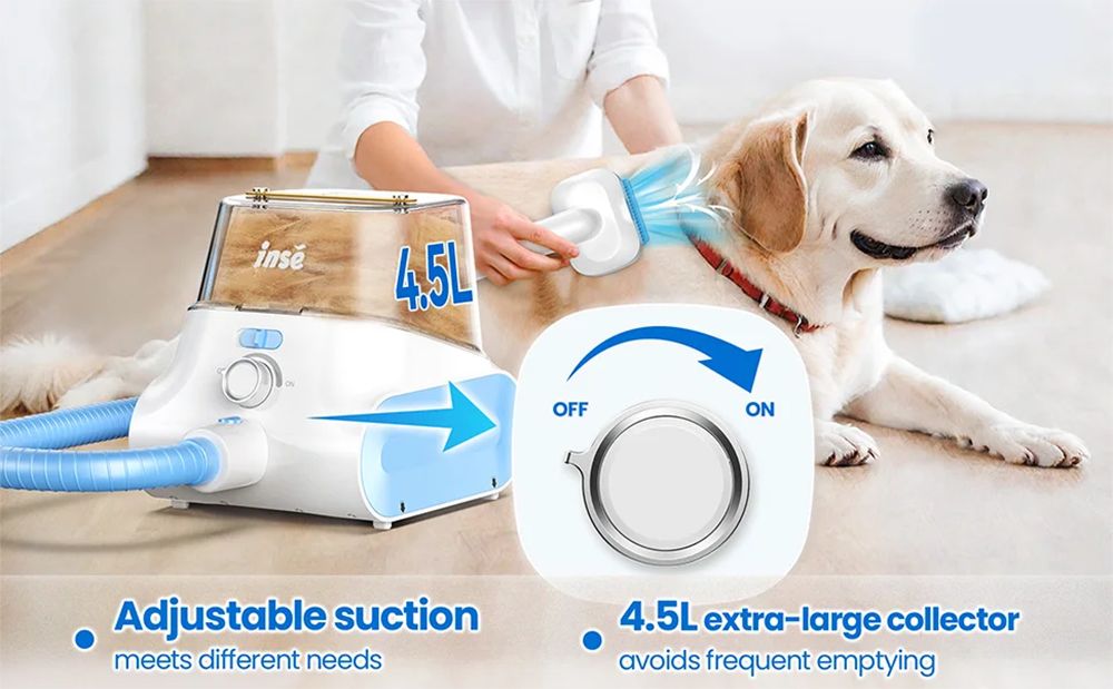 INSE P30 Pet Grooming Vacuum, so 4.5L veľkokapacitným zásobníkom na prach, veľmi nízka hlučnosť pre psy, mačky