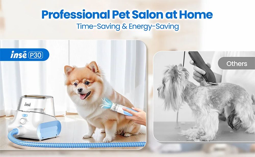 INSE P30 Pet Grooming Vacuum, s veľkokapacitnou nádobou na prach s objemom 4,5 l, ultra nízkou hlučnosťou pre psy, mačky