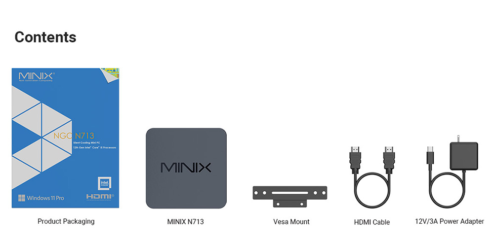 MINIX NGC N713 Mini PC, Intel Core i7-13620H 10 jadier max. 4,90 GHz, 32 GB RAM 1 TB SSD, 2*HDMI + 2*Type-C 4K Quad Screen Display, WiFi 6 Bluetooth 5.2, 2*RJ45, 4*USB3.2, EU/US/UK Plug