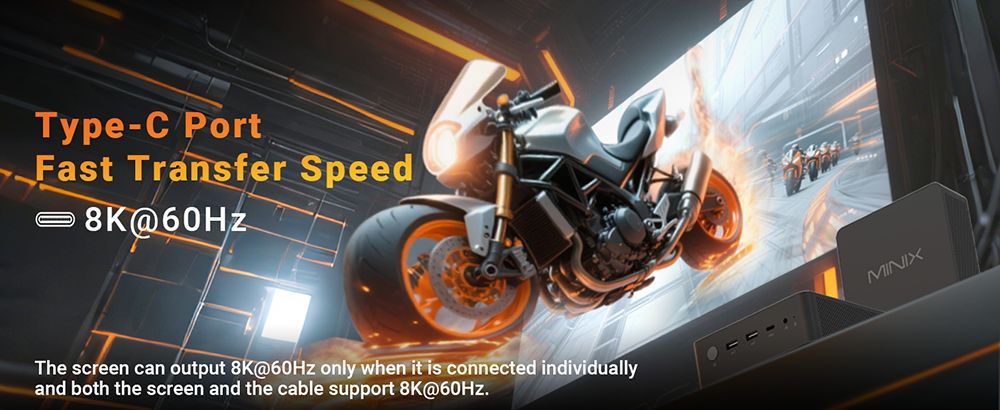 MINIX NGC NR774 Mini PC,  AMD Ryzen 7 8745HS 8 Cores Max 4.9GHz, 32GB RAM 1TB SSD, 2*USB-C + HDMI + DP Quad Screen Display, WiFi 6E Bluetooth 5.2, 2*USB3.2, 2*2.5G RJ45, 1*Audio