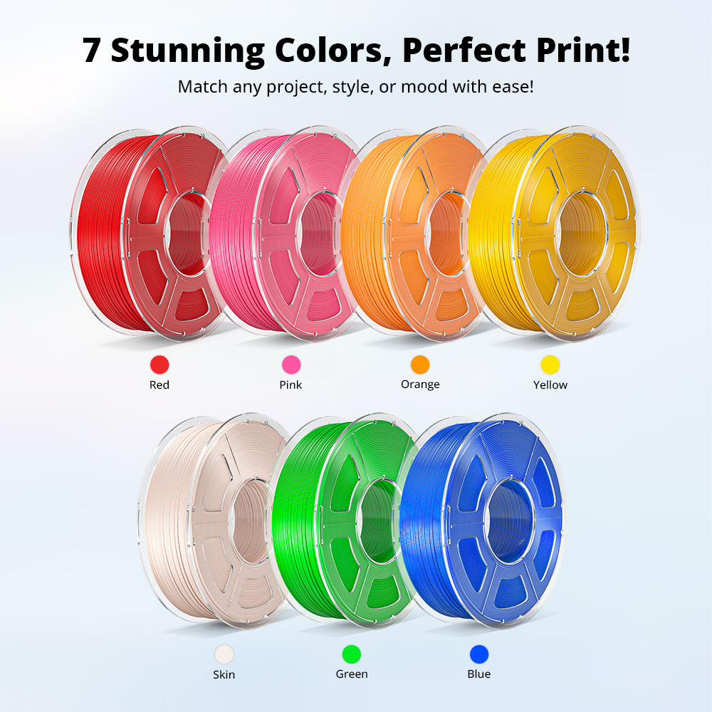 7kg Mecpow High Speed PLA+ Filament - 1kg Červený/ Modrý/ Farba kože/ Zelený/ Žltý/ Oranžový/ Ružový