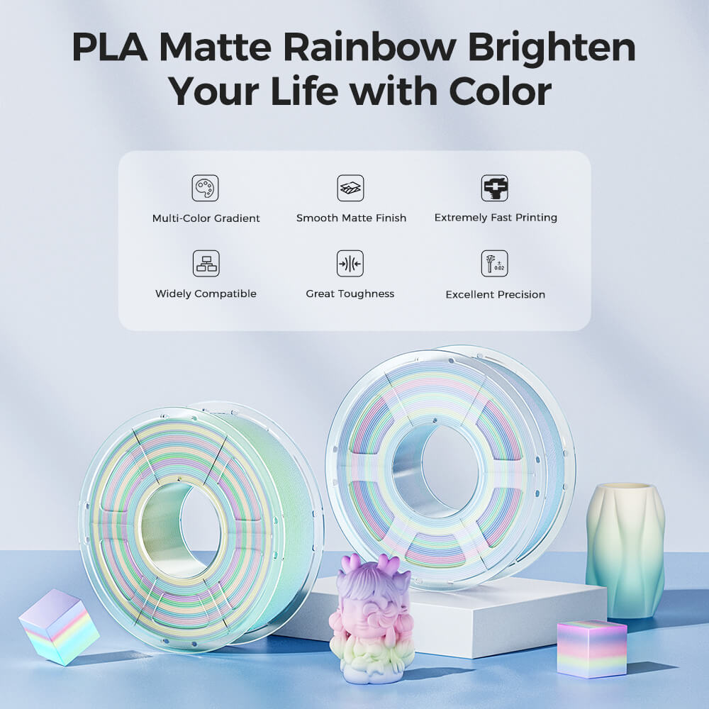 Mecpow Matte Rainbow High Speed PLA Filament, 1kg - Frosting Cake