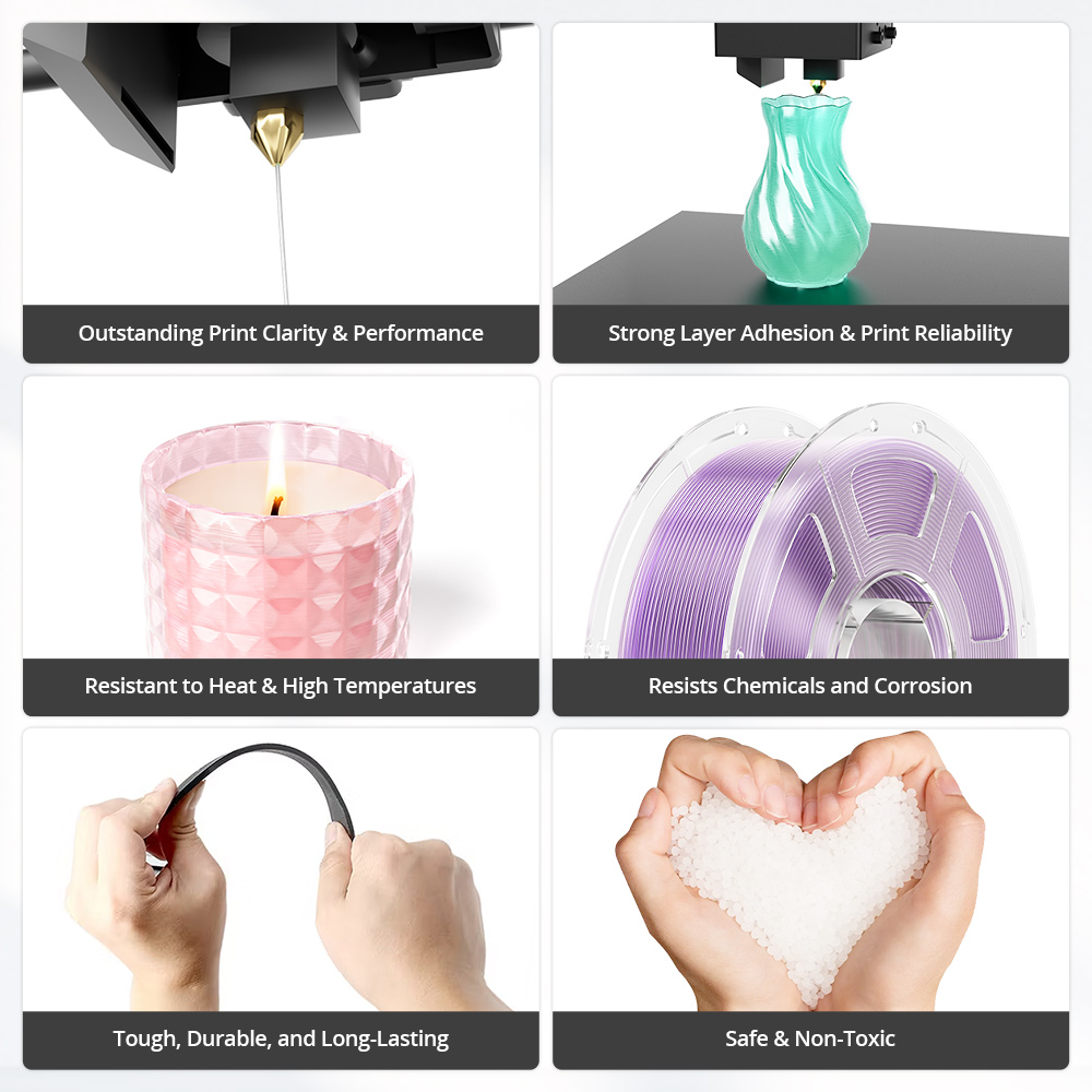 7kg Mecpow High-Speed PETG Transparent Filament - 1kg Smoke Gray/ Blue/ Light Blue/ Cyan/ Transparent/ Light Purple/ Pink