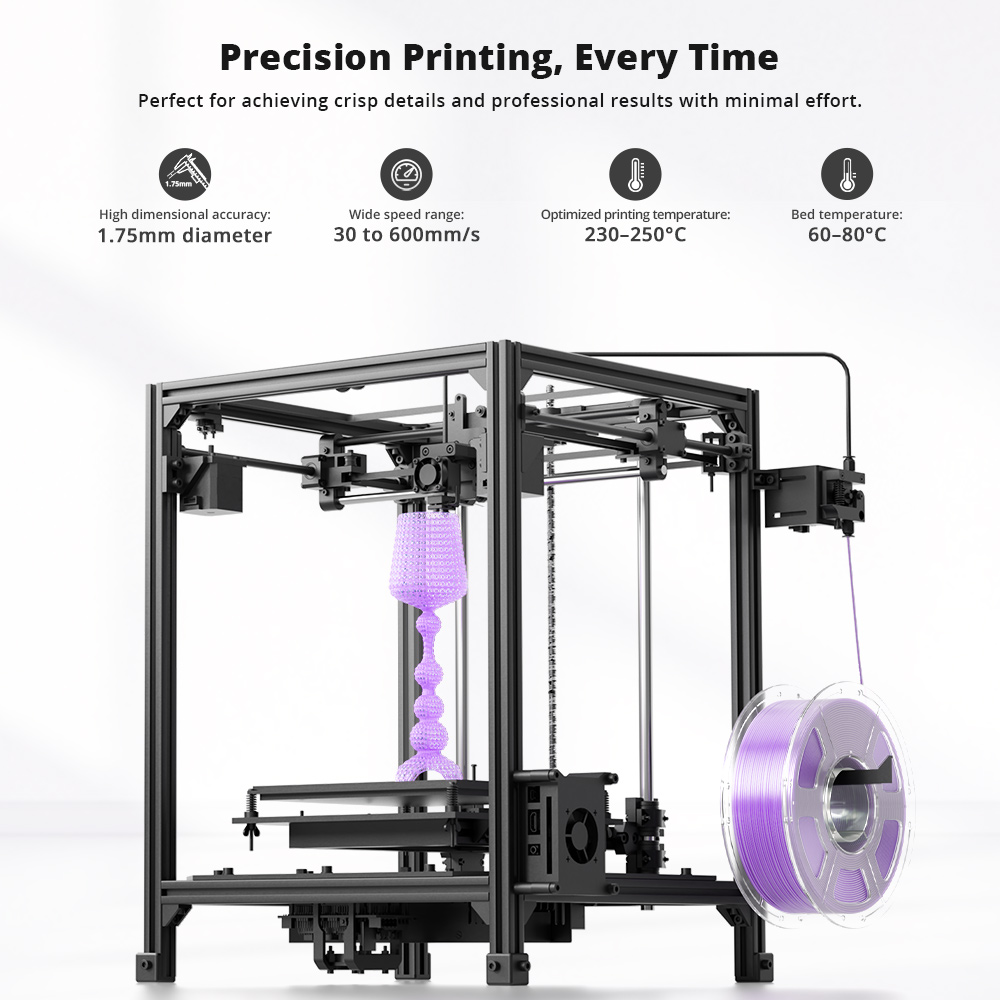 7kg Mecpow High-Speed PETG Transparent Filament - 1kg Smoke Gray/ Blue/ Light Blue/ Cyan/ Transparent/ Light Purple/ Pink