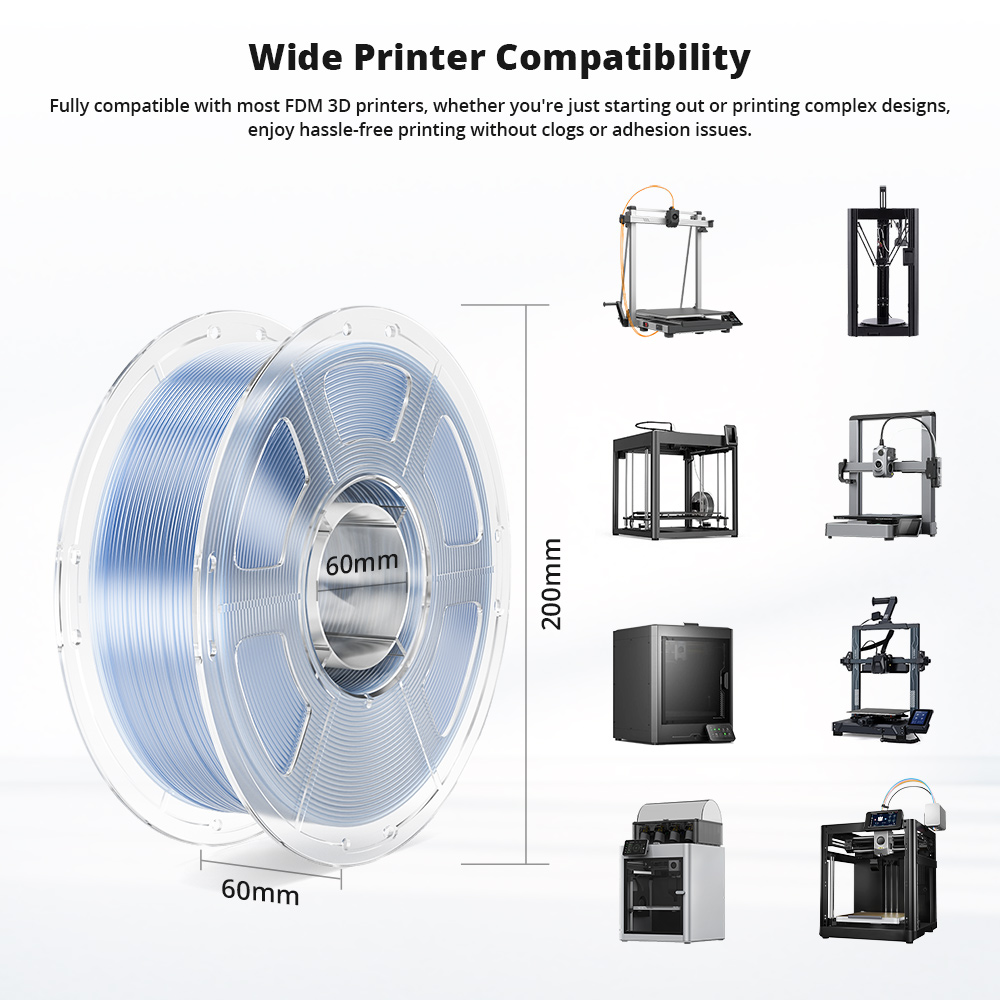 7kg Mecpow High-Speed PETG Transparent Filament - 1kg Smoke Gray/ Blue/ Light Blue/ Cyan/ Transparent/ Light Purple/ Pink