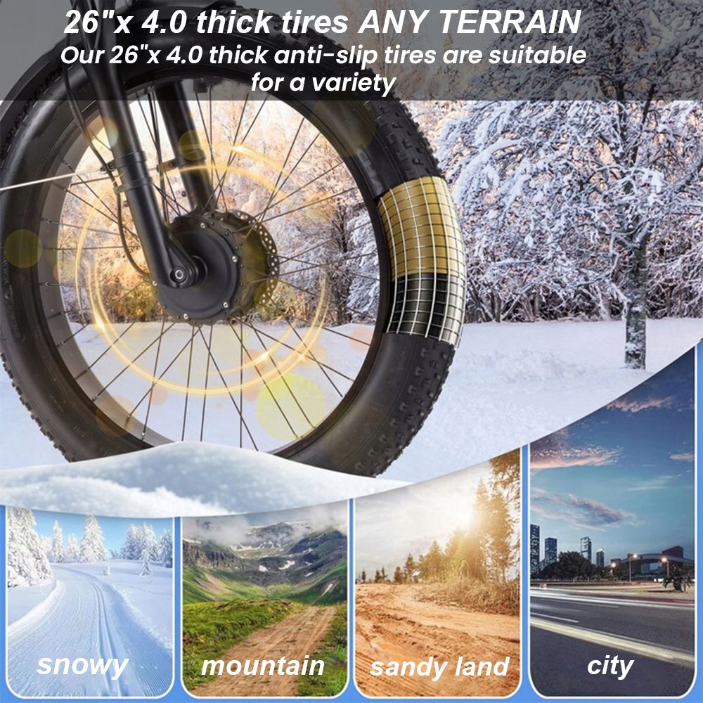 ORZELEBIKE K17 Electric Bike, 1000W*2 Motor, 48V 25Ah Battery, 26*4.0 palcové pneumatiky, max. rýchlosť 50 km/h, max. dojazd 120 km, predné & zadné hydraulické kotúčové brzdy, predné & zadné duálne tlmiče, Shimano 7 rýchlostí - modrá