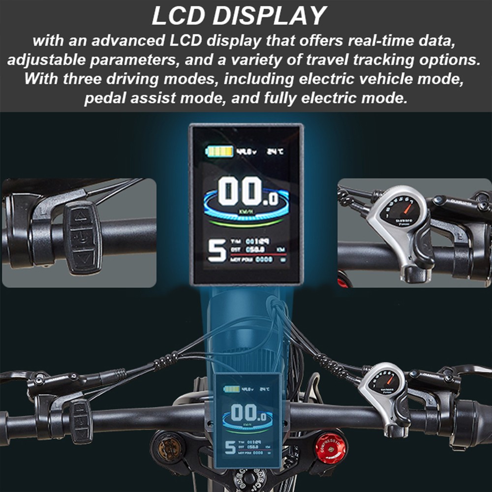 ORZELEBIKE K17 Electric Bike, 1000W*2 Motor, 48V 25Ah Battery, 26*4.0 palcové pneumatiky, max. rýchlosť 50 km/h, max. dojazd 120 km, predné & zadné hydraulické kotúčové brzdy, predné & zadné duálne tlmiče, Shimano 7 rýchlostí - modrá