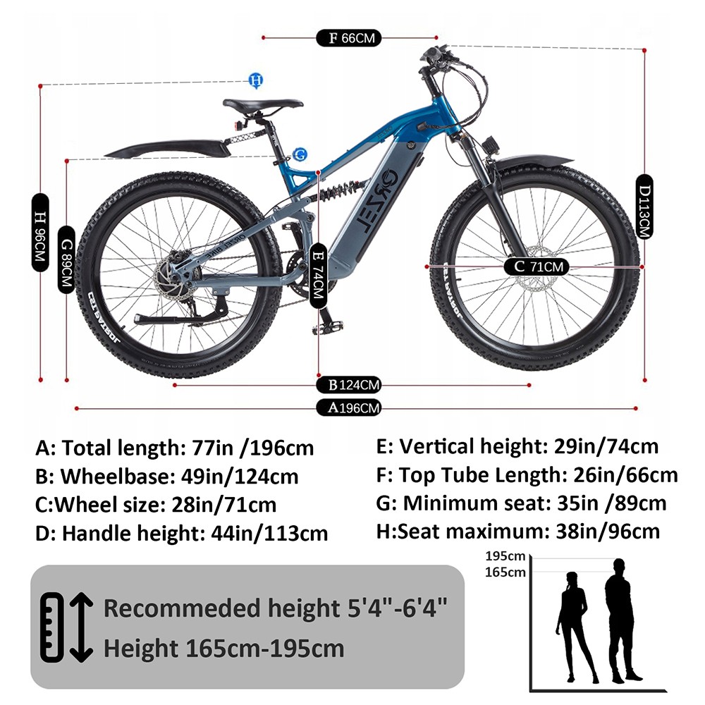 ORZELEBIKE M49 Elektrobicykel, 500W motor, 48V 20AH batéria, 27,5 palcové pneumatiky, max. rýchlosť 45 km/h, max. dojazd 180 km, hydraulické brzdy Shimano, predný vidlicový tlmič, 9 rýchlostí, LCD displej - modrý