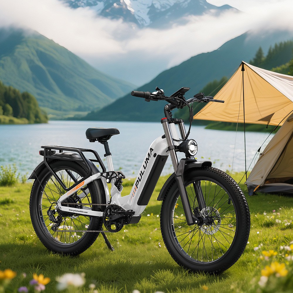 Elektrobicykel PULUMA PE97, 500W motor, 48V 20Ah batéria, 26-palcové pneumatiky, max. rýchlosť 40 km/h, dojazd 150 km, hydraulické olejové brzdy, uzamykateľný tlmič, 7-rýchlostný prevod Shimano, LCD displej
