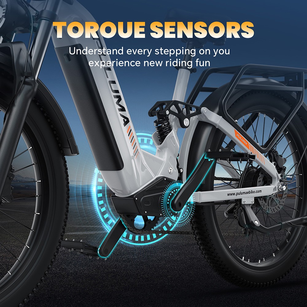 PULUMA PE97 Pro Electric Bike, 500W*2 motor, 48V 20Ah batéria, 26 palcové pneumatiky, max. rýchlosť 40km/h, dojazd 150km, hydraulické olejové brzdy, uzamykateľný tlmič, Shimano 7 rýchlostí, LCD displej