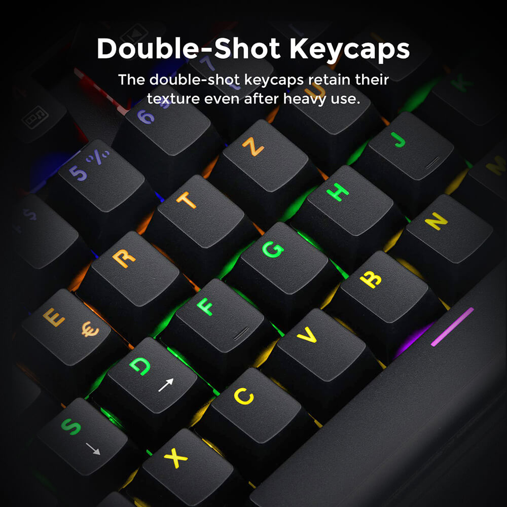 Refurbished Redragon K552 Rainbow Backlight TKL Mechanical Keyboard Compact 88 Keys QWERTZ German Layout Red Switch - Black