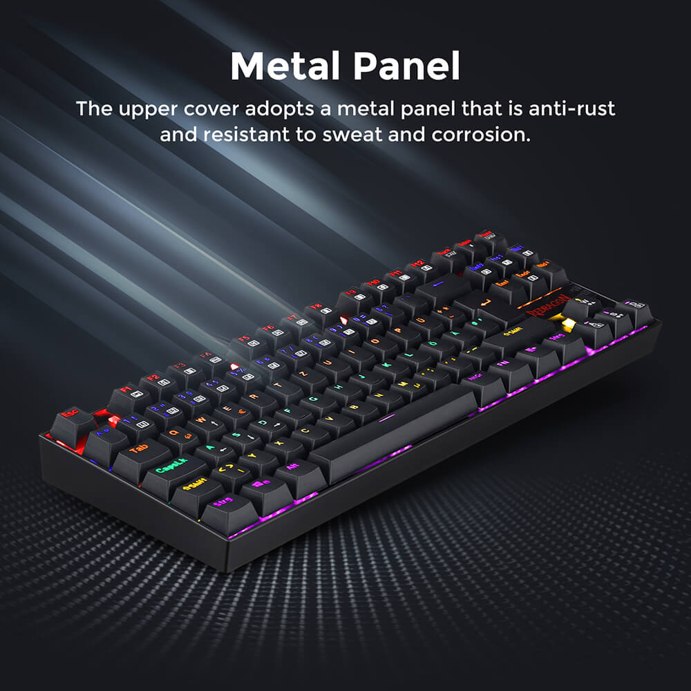 Refurbished Redragon K552 Rainbow Backlight TKL Mechanical Keyboard Compact 88 Keys QWERTZ German Layout Red Switch - Black