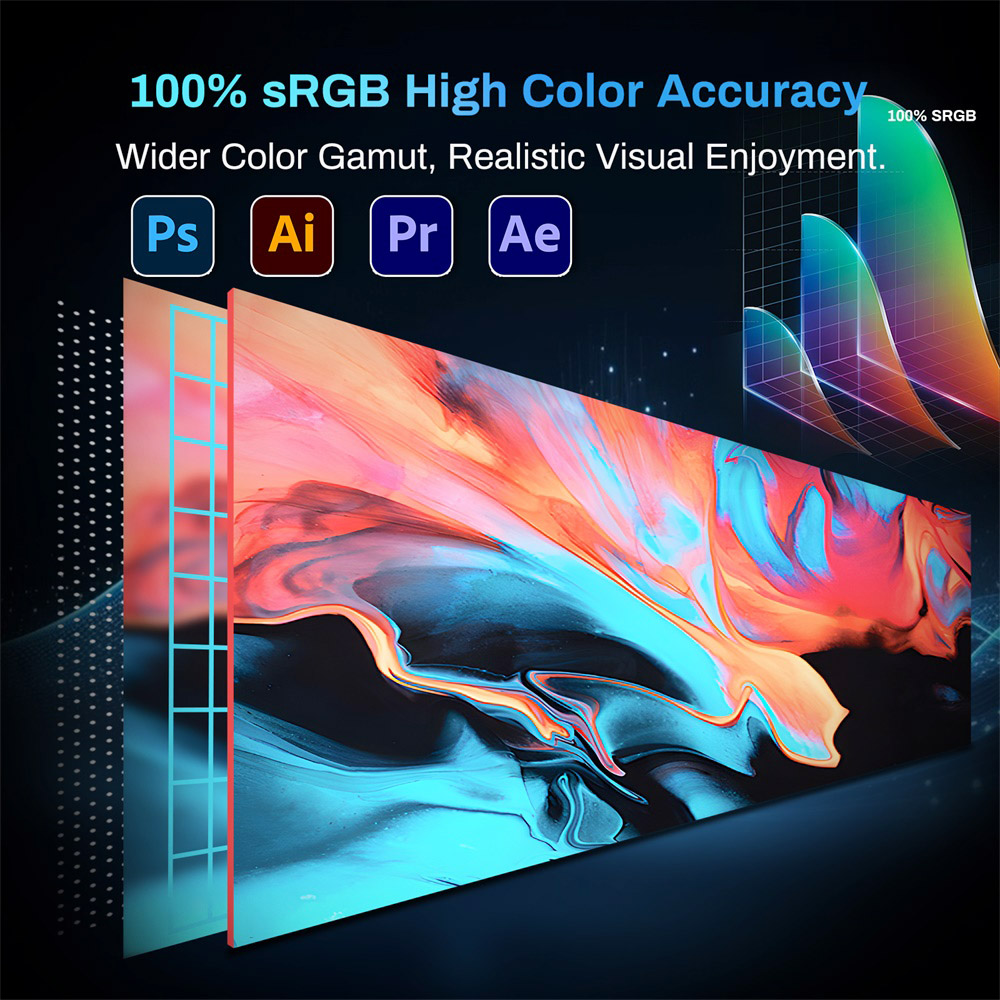 TALLPOWER JH01 15.6-inch Portable Monitor, 1920 x 1080 2K Full HD Display, 60Hz Refresh Rate, 100% sRGB, 178&deg; Viewing Angle, 2*Type-C 3.1, 1*HDMI