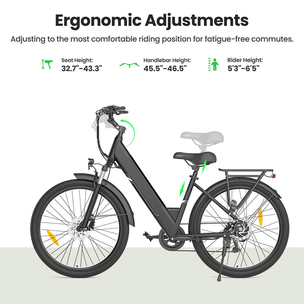 Elektrobicykel Touroll J1 Pro, 250W motor, 36V 15,6Ah batéria, 27,5 palcové pneumatiky, max. rýchlosť 25 km/h, dojazd 100 km, hydraulické kotúčové brzdy, odpruženie s aretáciou, 7-rýchlostný prevod Shimano