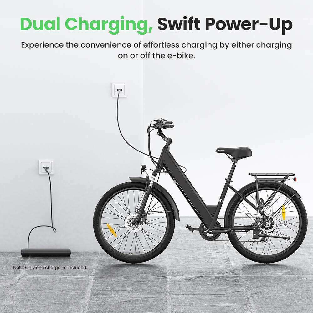 Elektrobicykel Touroll J1 Pro, 250W motor, 36V 15,6Ah batéria, 27,5 palcové pneumatiky, max. rýchlosť 25 km/h, dojazd 100 km, hydraulické kotúčové brzdy, odpruženie s aretáciou, 7-rýchlostný prevod Shimano