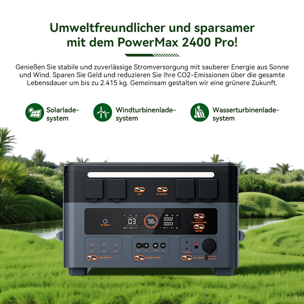 Blackview Oscal PowerMax 2400 Pro Powerstation, 2016Wh 2400W, LiFePO4 3500+ Zyklen, 1.2h Schnellladung, Smart App