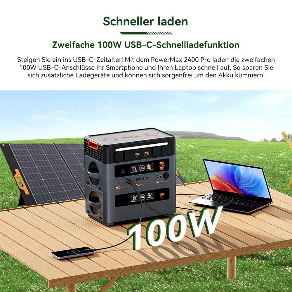 Blackview Oscal PowerMax 2400 Pro Powerstation, 2016Wh 2400W, LiFePO4 3500+ Zyklen, 1.2h Schnellladung, Smart App