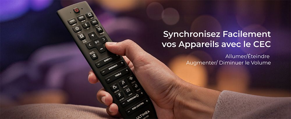 Ultimea Apollo S90 Barre de son 9.1 canaux, Dolby Atmos, puissance de crête de 470 W, éclairage RVB, contrôle par application, 121 matrices d'égalisation prédéfinies, Bluetooth 5.3, design détachable