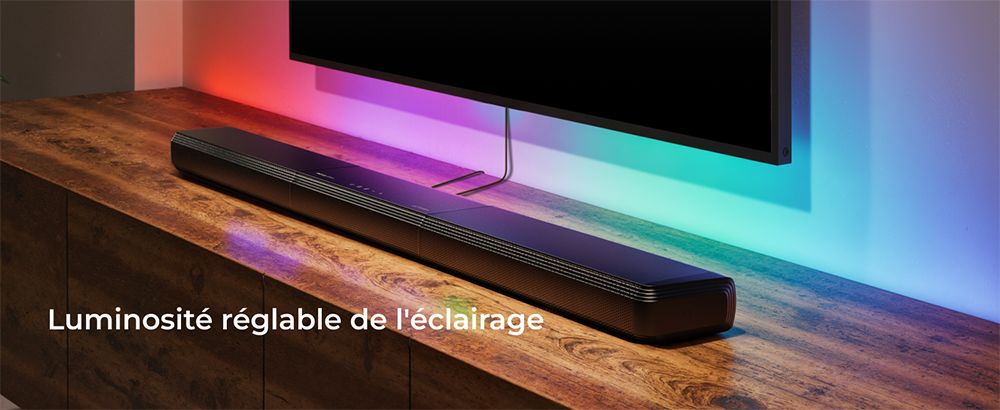 Ultimea Apollo S90 Barre de son 9.1 canaux, Dolby Atmos, puissance de crête de 470 W, éclairage RVB, contrôle par application, 121 matrices d'égalisation prédéfinies, Bluetooth 5.3, design détachable