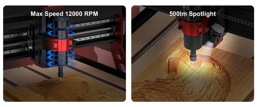 TWO TREES TTC6050 CNC Router Machine, 500W Spindle Motor, 4-Axis, 5000mm/min Speed, 600x500x100mm - EU Plug