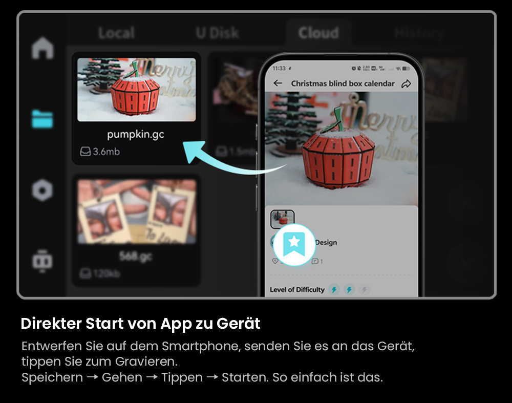 Creality Falcon A1 Pro Lasergravierer/Schneider, 20W Blau & 2W IR, KI-Kamera, 600mm/s Hochgeschwindigkeit, 4,3-Zoll-Touchscreen, 358x268mm, Grau