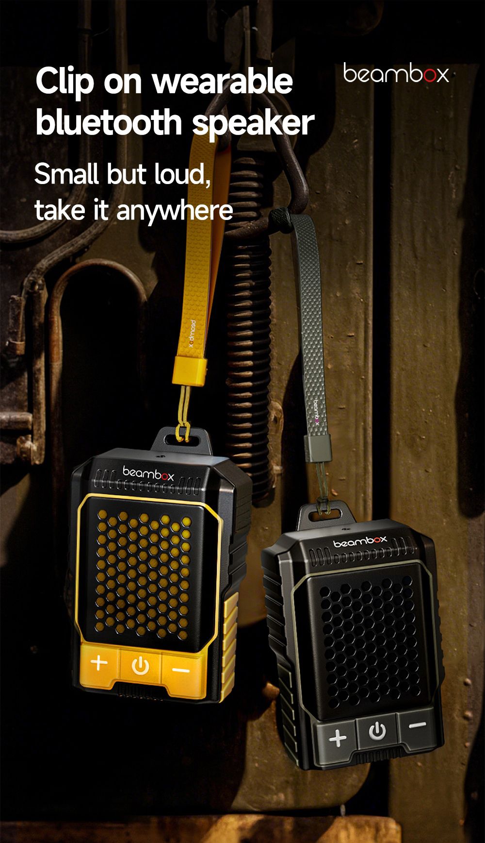 beambox Clip Wave Outdoor Portable Clip-on Speaker, ANC Noise Reduction, IPX5 Waterproof, Bluetooth 5.3, Up to 12 Hours Playtime - Green