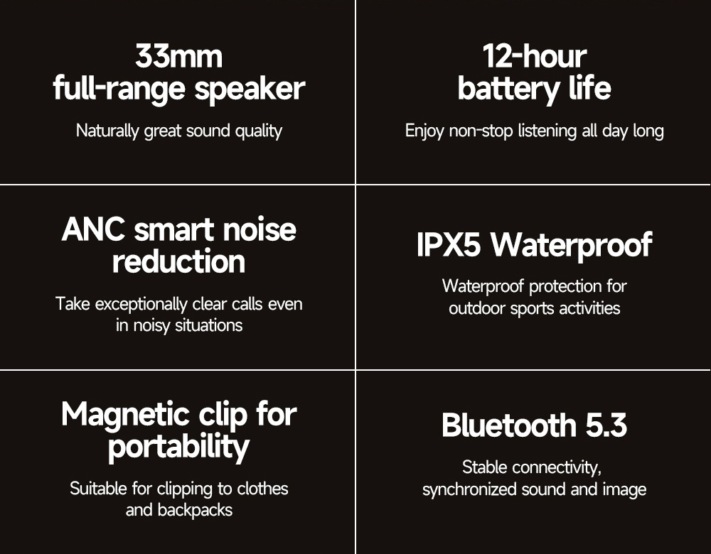 beambox Clip Wave Outdoor Portable Clip-on Speaker, ANC Noise Reduction, IPX5 Waterproof, Bluetooth 5.3, Up to 12 Hours Playtime - Green