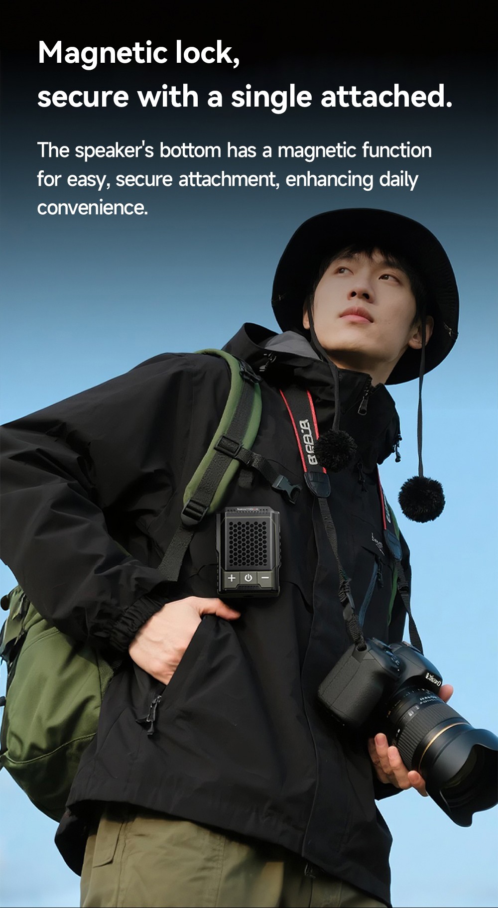 beambox Clip Wave Outdoor Portable Clip-on Speaker, ANC Noise Reduction, IPX5 Waterproof, Bluetooth 5.3, Up to 12 Hours Playtime - Green