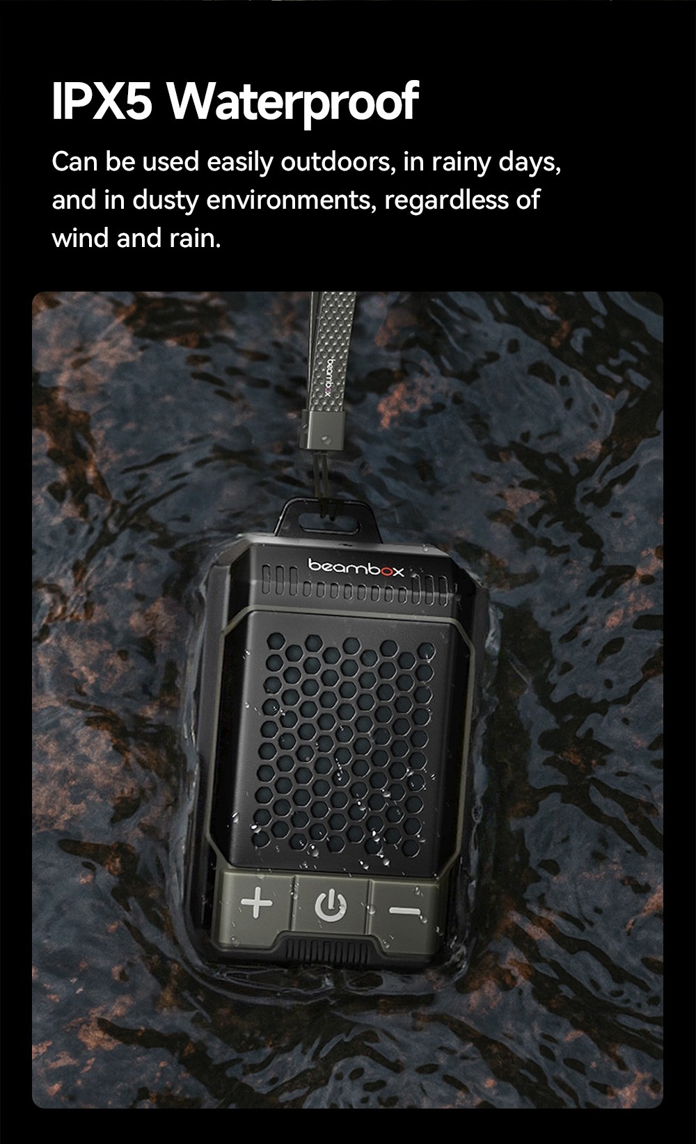 beambox Clip Wave Outdoor Portable Clip-on Speaker, ANC Noise Reduction, IPX5 Waterproof, Bluetooth 5.3, Up to 12 Hours Playtime - Green