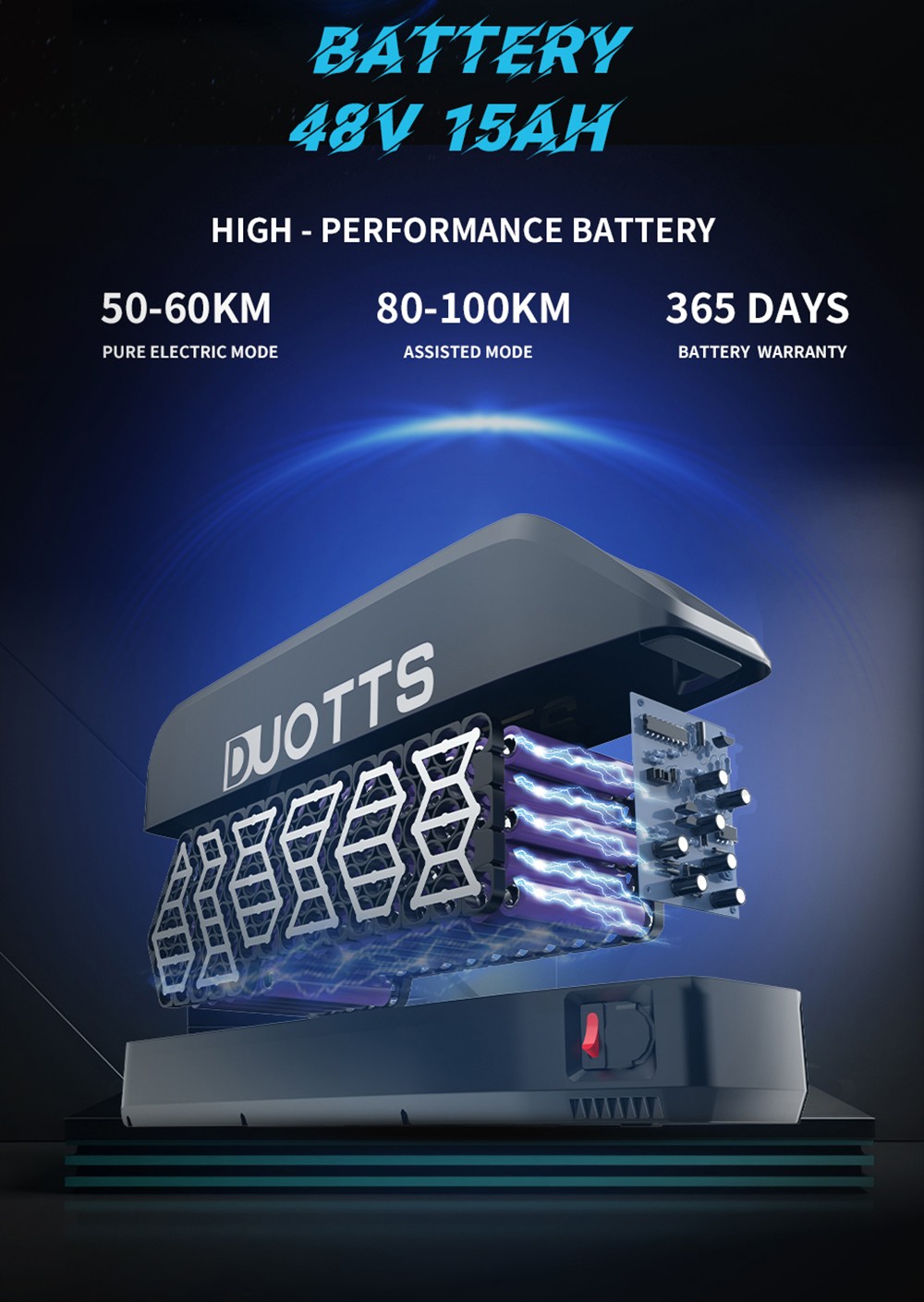 DUOTTS C29 V&eacute;lo &eacute;lectrique 750 W Roue 29 x 2,1 pouces Batterie 48 V 15 Ah Autonomie 50 km Vitesse maximale 50 km/h Shimano 21 vitesses V&eacute;lo de montagne &eacute;lectrique avec porte-bagages arri&egrave;re IP54 &Eacute;tanch&eacute;it&eacute; Smart APP - Noir