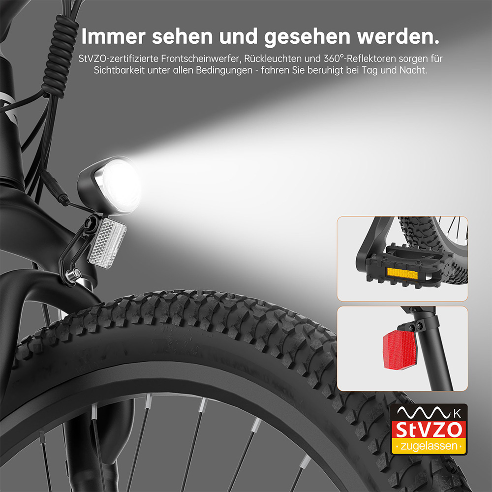 Foride Xtremer 2 Elektrofahrrad, 250W Motor, 36V 15,6Ah Akku, 27,5 x 2,35 Zoll Reifen, 25 km/h H&ouml;chstgeschwindigkeit, 120 km maximale Reichweite, hydraulische Scheibenbremse, feststellbare Federgabel, Shimano 24-Gang-Getriebe