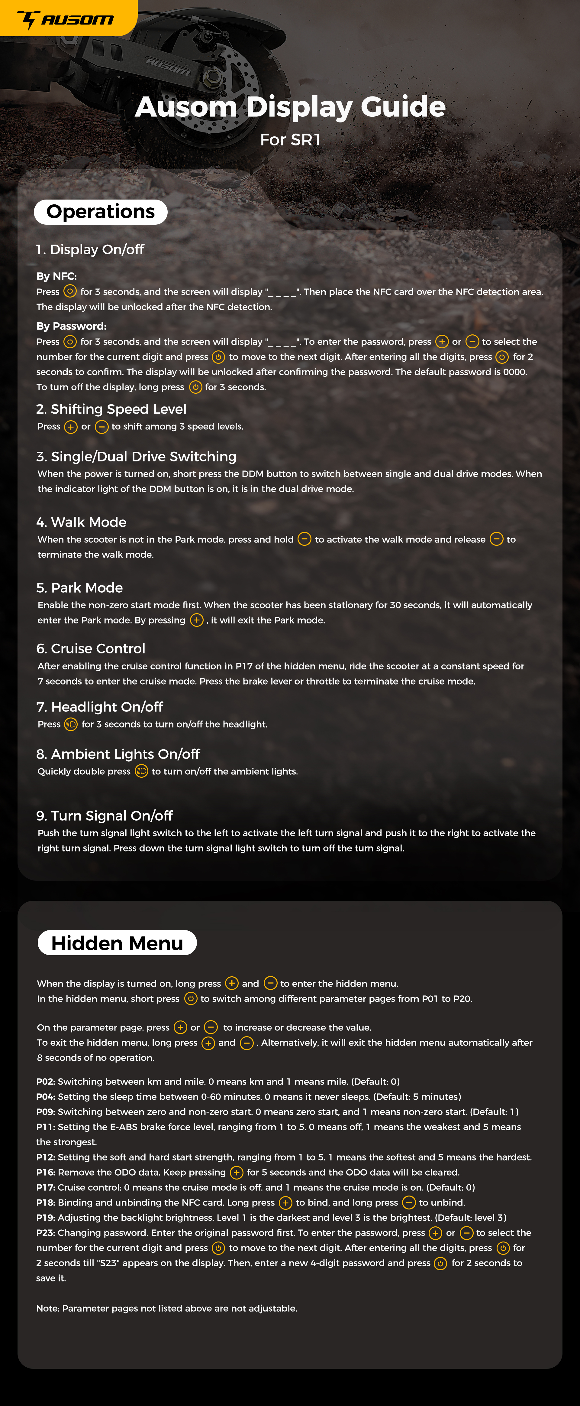 Ausom SR1 Electric Scooter, 2*1000W Motor, 52V 20.8Ah Battery, 10 inch Tires, 65km/h Max Speed, 95km Range, Front & Rear Hydraulic Disc Brakes, Swingarm Suspension