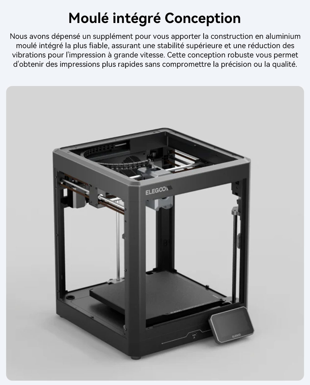 Elegoo Centauri Carbon Imprimante 3D, CoreXY 500mm/s, Busse 320&deg;C, Compatible Carbon/PLA/ABS, Nivelage Auto, 256*256*256mm