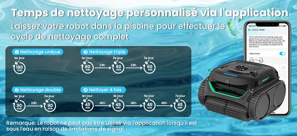 Aspirateur robot de piscine sans fil WYBOT C2, nettoyage des parois et des lignes de flottaison, double filtration de nettoyage, pour piscines creus&eacute;es jusqu'&agrave; 2512 pi2, noir vert