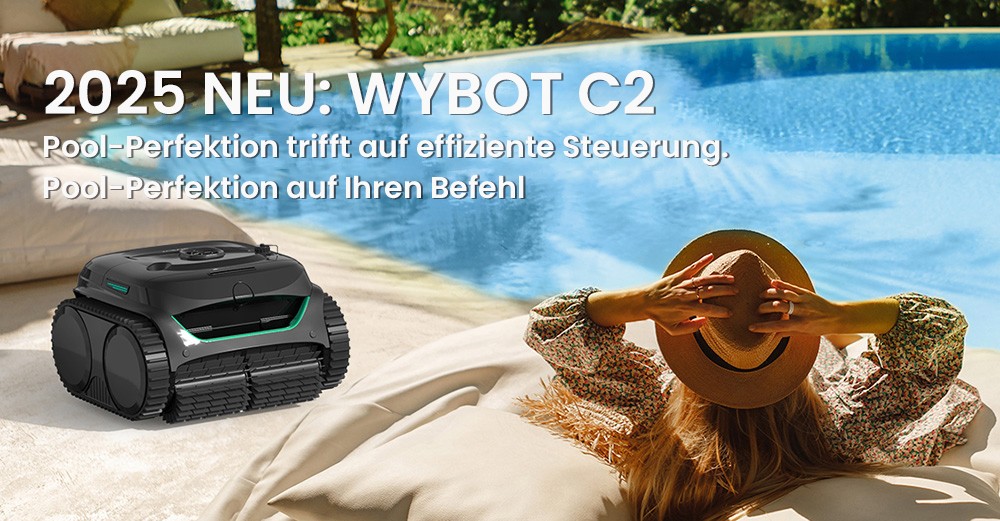 WYBOT C2 Kabelloser Pool-Staubsaugerroboter, Wand- und Wasserlinienreinigung, doppelte Reinigungsfiltration, f&uuml;r eingebaute Pools bis zu 235 m&sup2;, Schwarz/Gr&uuml;n