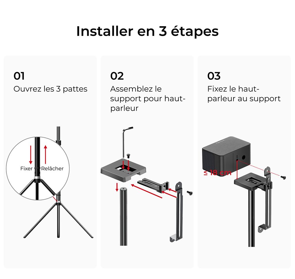 Ultimea Steady 310 Supports d'enceintes, compatibles avec les séries Poseidon et Aura