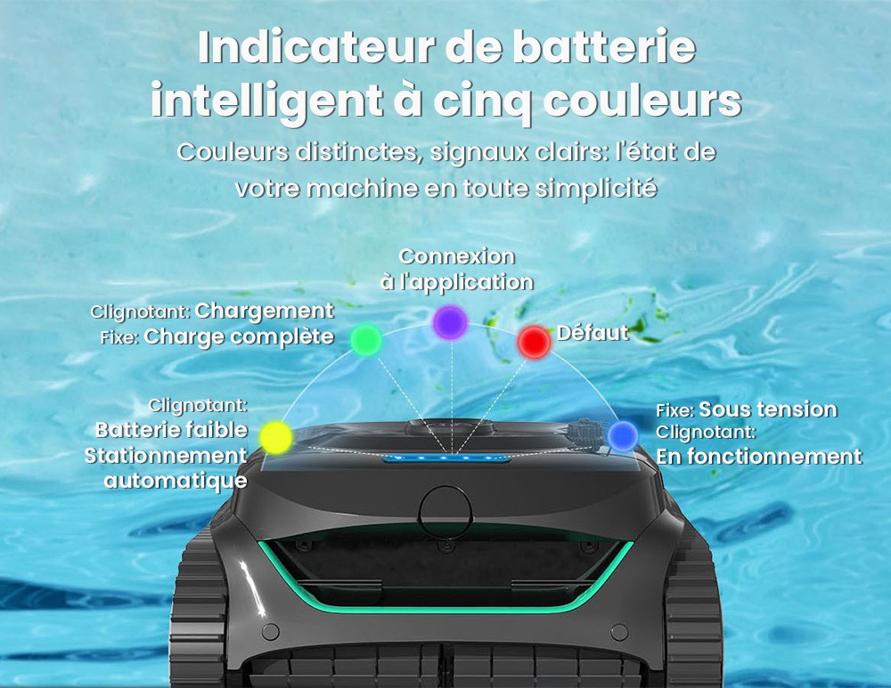 Aspirateur robot de piscine sans fil WYBOT C2, nettoyage des parois et des lignes de flottaison, double filtration de nettoyage, pour piscines creus&eacute;es jusqu'&agrave; 2512 pi2, noir vert