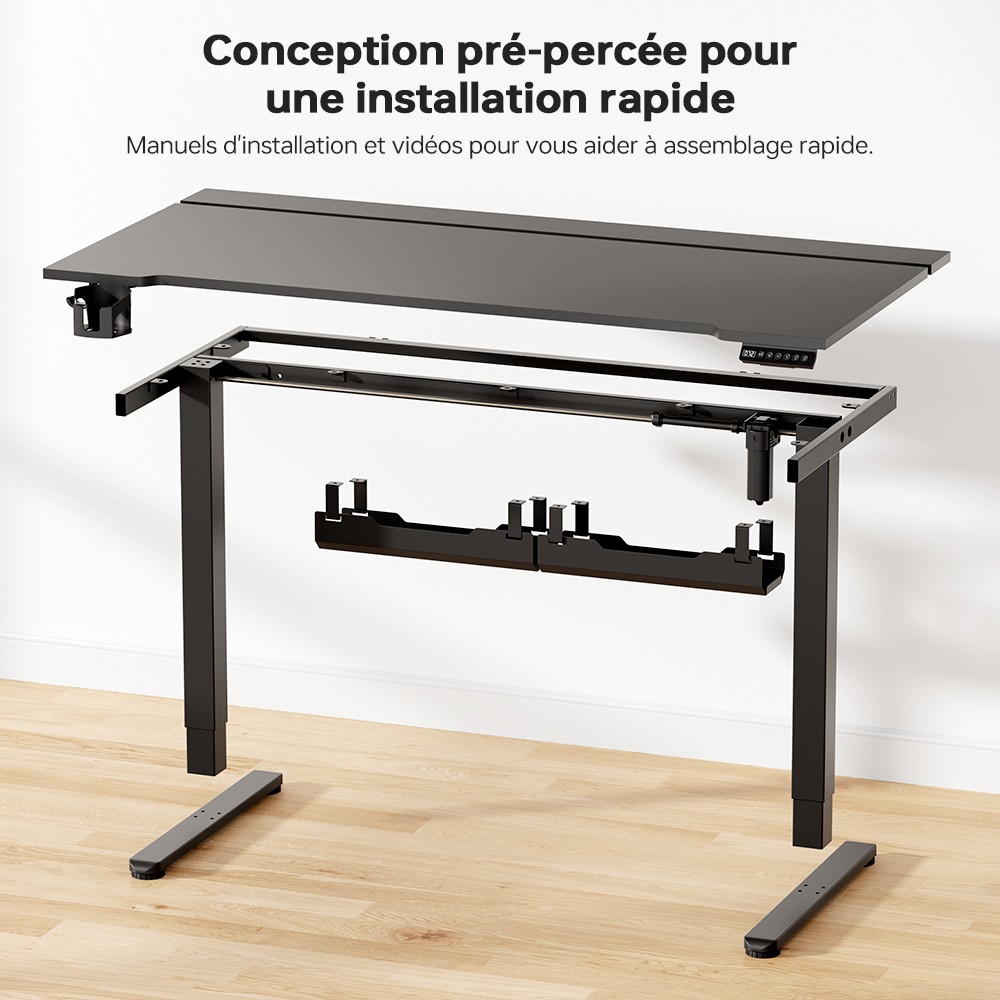 ACGAM JSD5-A1-02 Bureau &eacute;lectrique r&eacute;glable en hauteur avec bande LED RGB