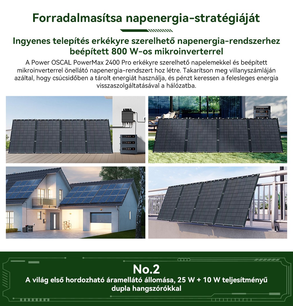 Blackview Oscal PowerMax 2400 Pro Hordozhat&oacute; Erőmű, 2016Wh 2400W, LiFePO4 3500+ ciklus, Dupla Hangsz&oacute;r&oacute;, 1.2H Gyorst&ouml;lt&eacute;s, Okos APP