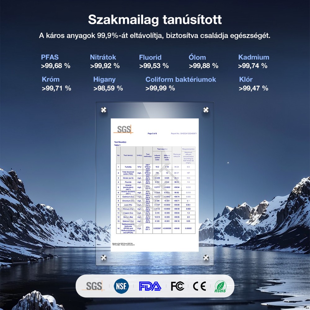 JIMMY R9 Asztali Reverz Ozm&oacute;zis V&iacute;zszűrő, 7 Fokozat + UV + &Aacute;sv&aacute;nyoz&aacute;s, 3s Melegv&iacute;z, 7 Hőfok, 3:1 Ar&aacute;ny, Sz&uuml;rke