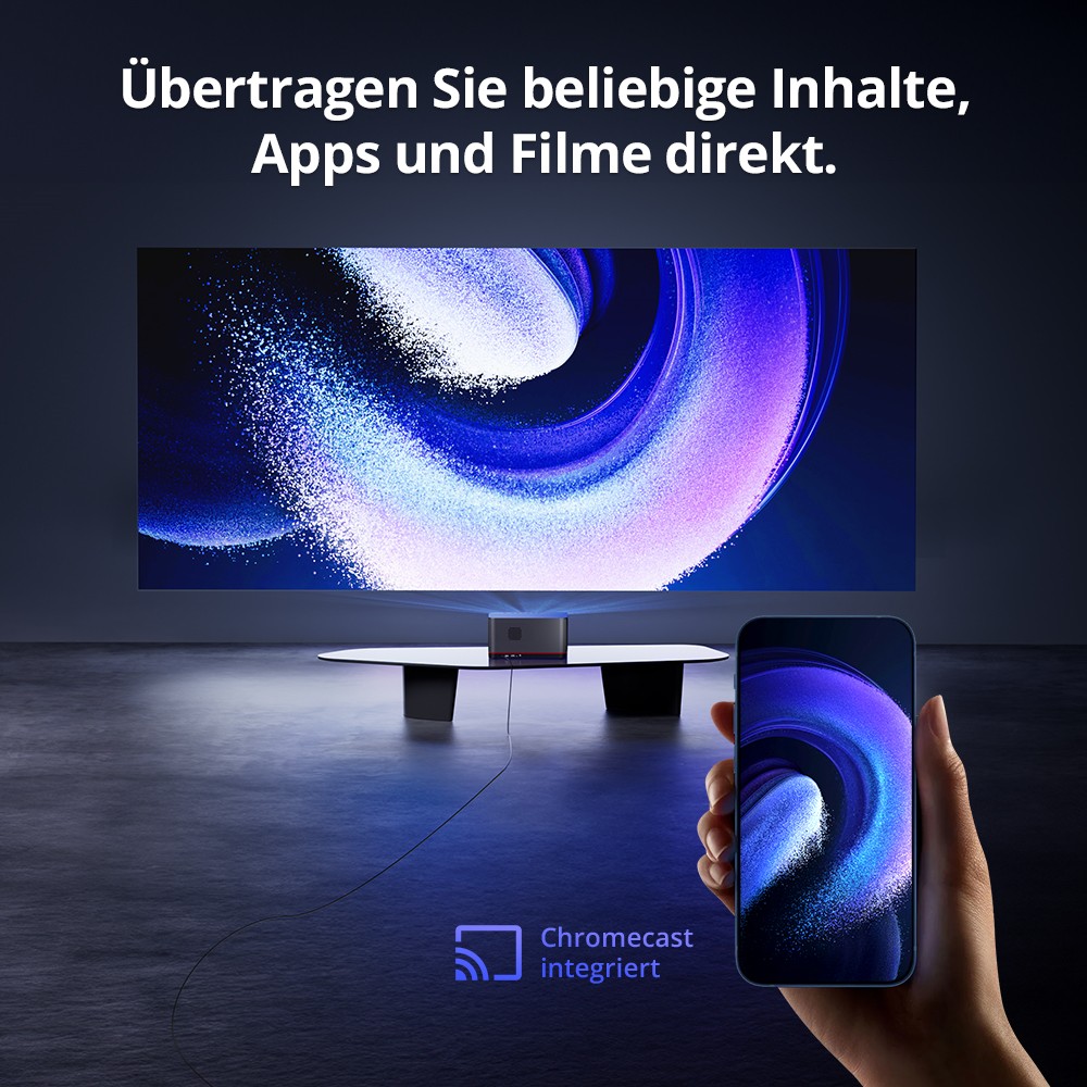 ETOE Whale Pro Android TV-Projektor, Native 1080P, 1500 ANSI, 4K-Dekodierung, Autofokus und automatische Trapezkorrektur, 2 x 10 W Stereo-Lautsprecher, Dualband-WLAN