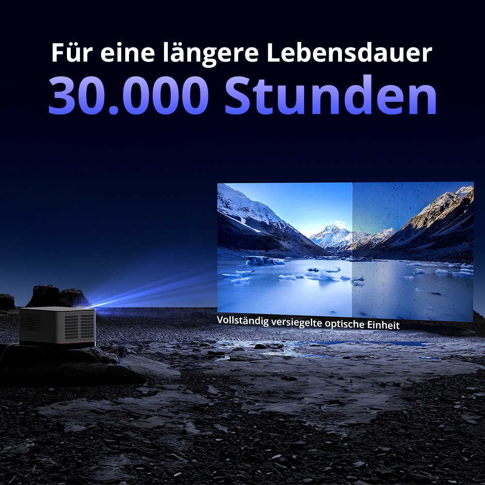 ETOE Whale Pro Android TV-Projektor, Native 1080P, 1500 ANSI, 4K-Dekodierung, Autofokus und automatische Trapezkorrektur, 2 x 10 W Stereo-Lautsprecher, Dualband-WLAN