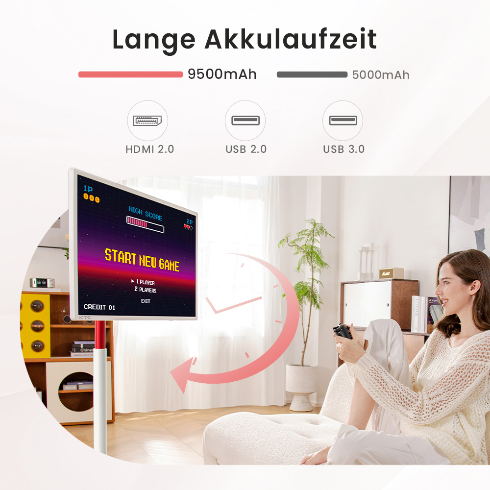 KTC A32Q7 Pro Mobiler Monitor, 32'' 4K Touchscreen, WiFi6, Android 13, RK3588S 8 Core, Google EDLA-Zertifizierung, 9500 mAh Akku, 8 GB RAM 128 GB ROM, einstellbare Winkel, 1 * HDMI 2.0, 1 * USB 3.0, 1 * USB 2.0