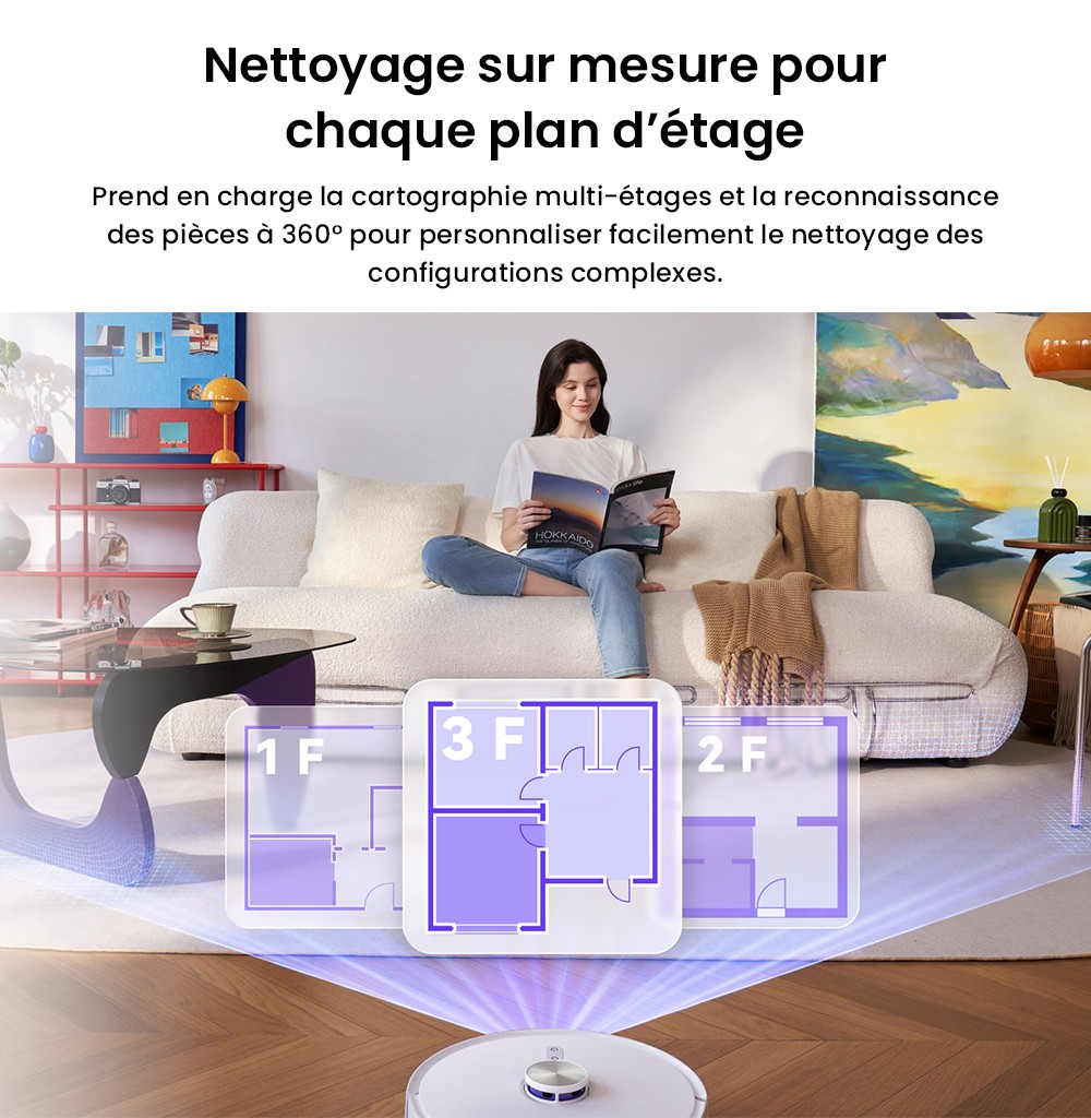 Aspirateur robot Narwal Freo S, d&eacute;poussi&eacute;rage automatique, aspiration 8&nbsp;000 Pa, navigation intelligente et commande vocale