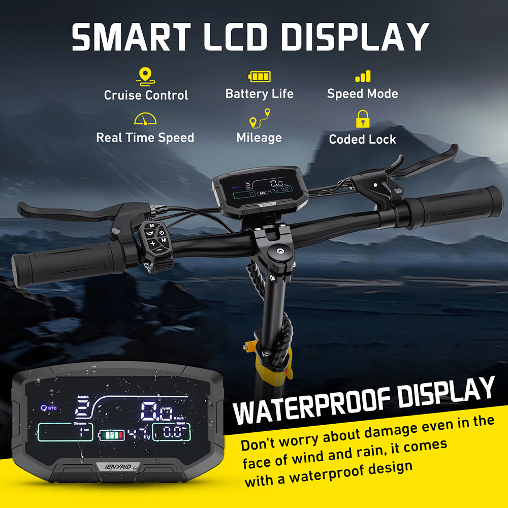iENYRID ES1 Elektroroller, 250 W x 2 Motoren, 48 V 20,8 Ah Akku, 10 Zoll Offroad-Reifen, 25 km/h Höchstgeschwindigkeit, 60 km Reichweite, Doppelscheibenbremsen, hydraulische Federung vorne und hinten, Tempomat