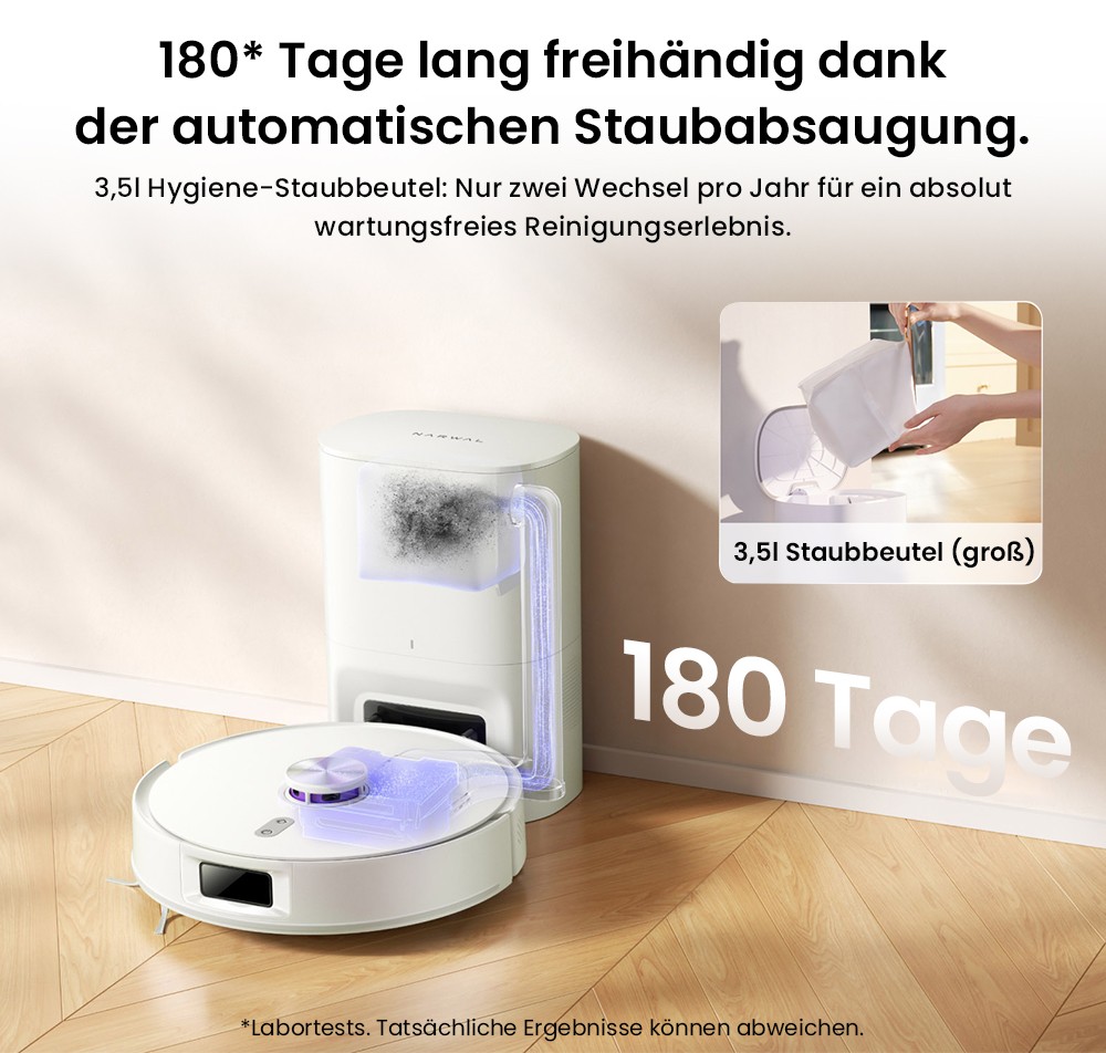 Narwal Narwal Freo S Roboterstaubsauger und -mopp, automatische Staubsammlung, 8000 Pa Saugleistung, intelligente Navigation und Sprachsteuerung